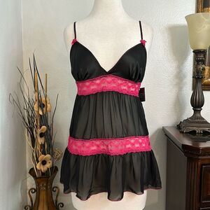 Cinema Etoile Baby‎ Doll Slip and Panty Set Black And Link Size Large